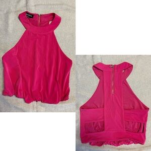 Bebe Hot Pink Halter-neck Crop Top